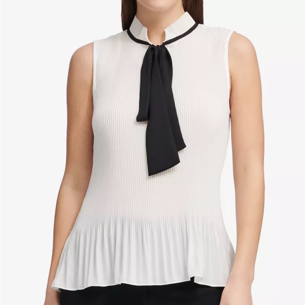 DKNY Tie Neck Peplum Blouse